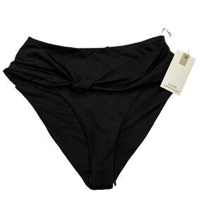 NWT Good American Black Swim Suit Bikini Bottom Tie Front Bottom XS